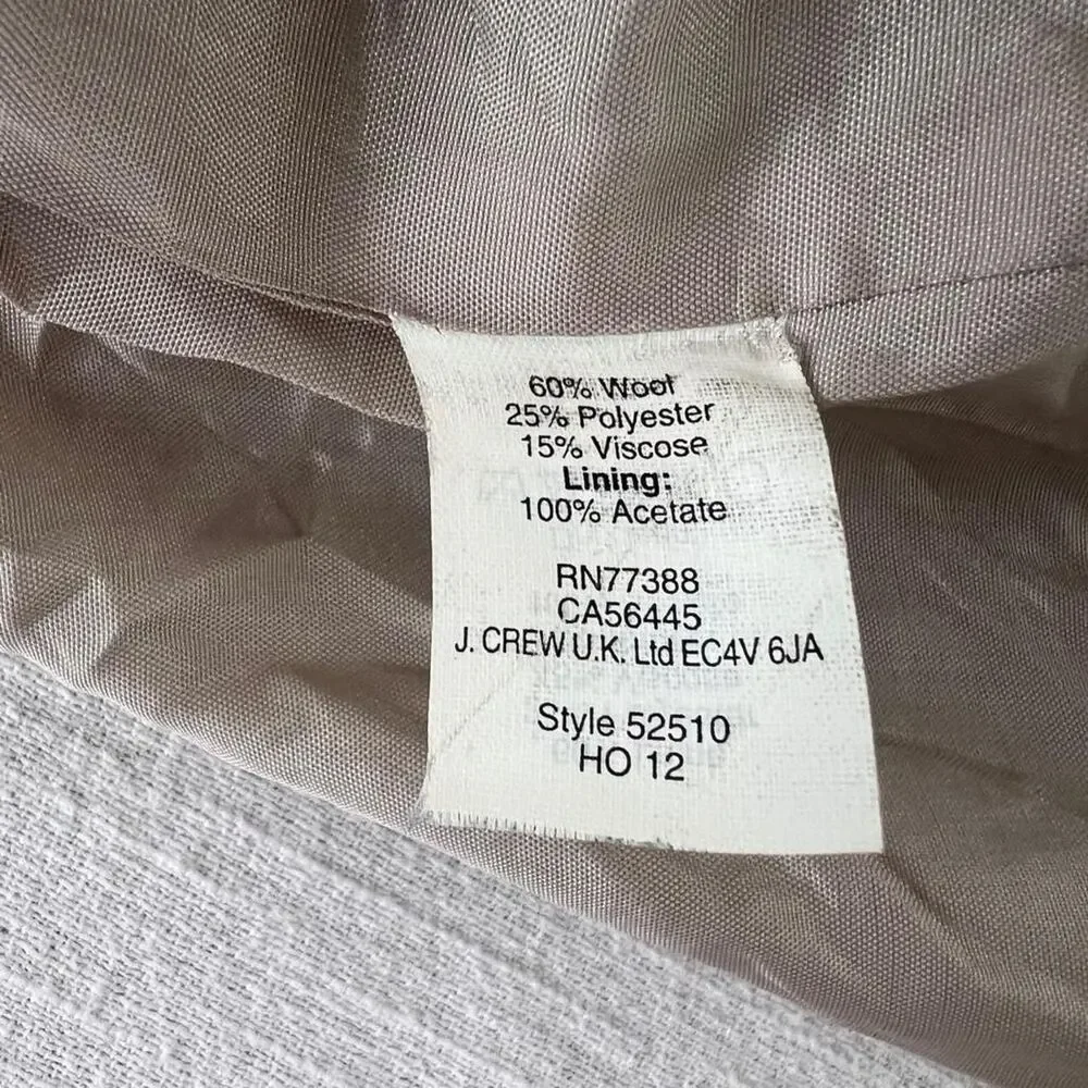 J.Crew Wool Blend Coat Beige Women's 8
